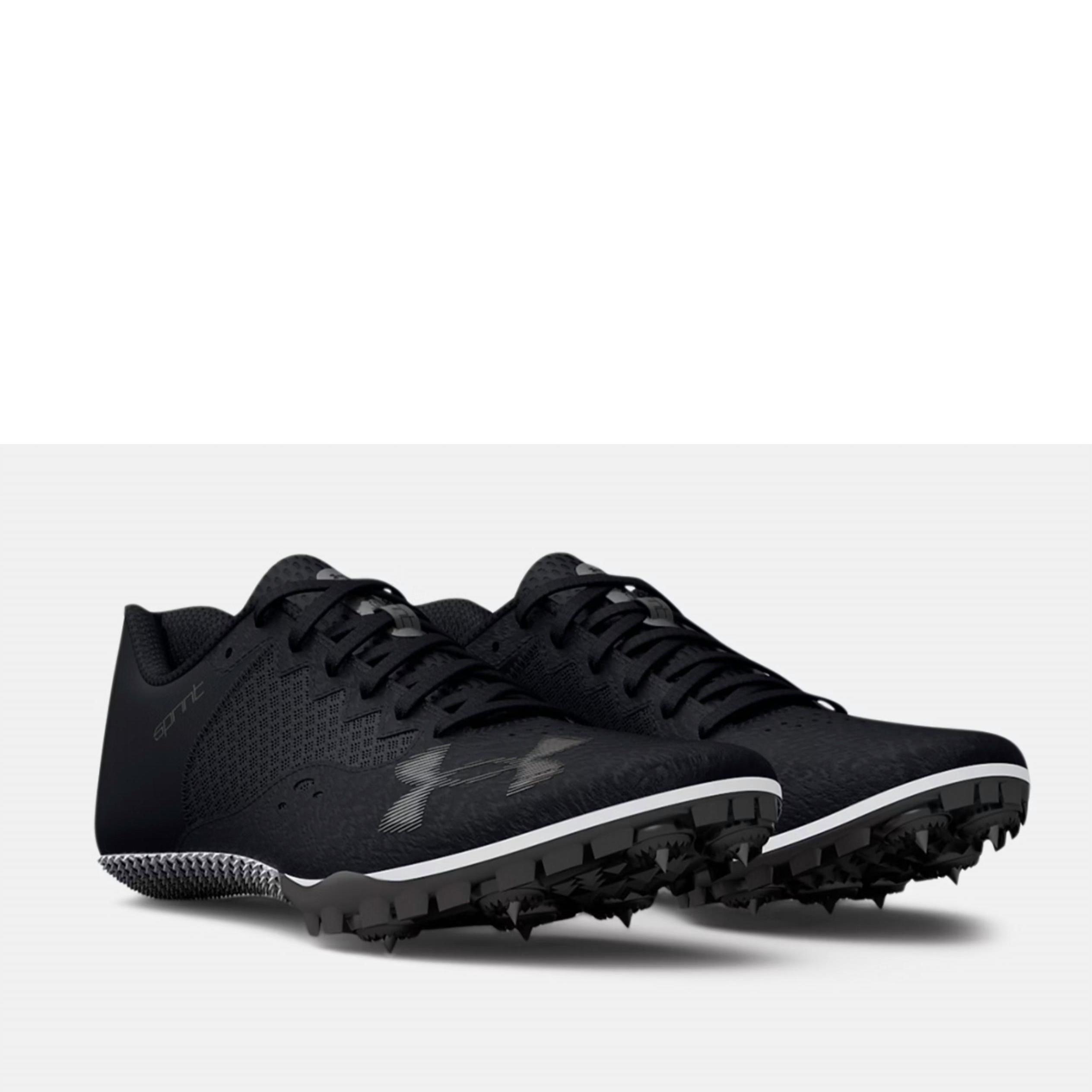 New Under Armour Men's Kick Sprint Four Track Spike Shoes In Black/White/Metalli